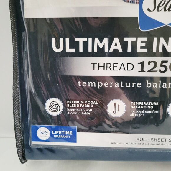 NWT Sealy Ultimate Indulgence 1250 Thread Count NAVY Bedsheet Set FULL - Picture 3 of 5